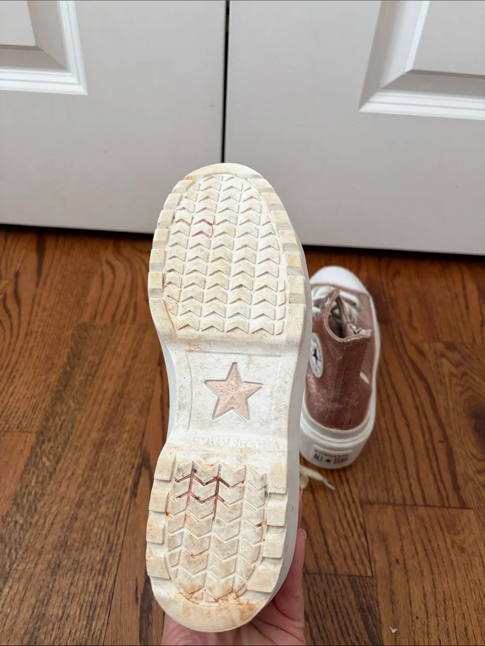 Converse Pink Glitter Platform High-Top Sneakers Girl's Size 3.5